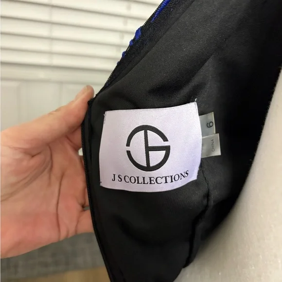 JS Collections Royal Blue and Black Long Sleeve Dress - Picture 5 of 5